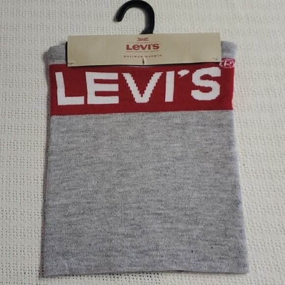 Levi's Neck Warmer Logo Vibrant Name Graphic Grey & Red Neck Scarve‎ - Picture 1 of 5